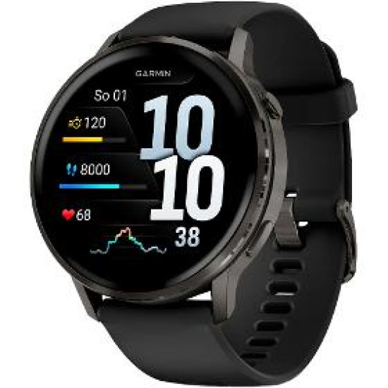Venu 4 45mm Slate + Black Silicone band
