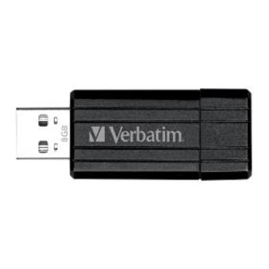 8GB USB Flash 2.0 PinStripe Bk VERBATIM