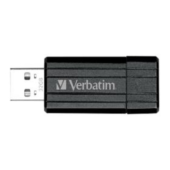 32GB USB Flash 2.0 PinStripe Bk VERBATIM